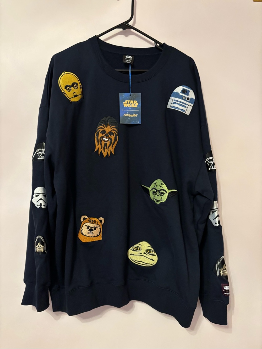Cakeworthy Disney Star Wars Navy Sweatshirt Embroidered Characters Size XXL 2X